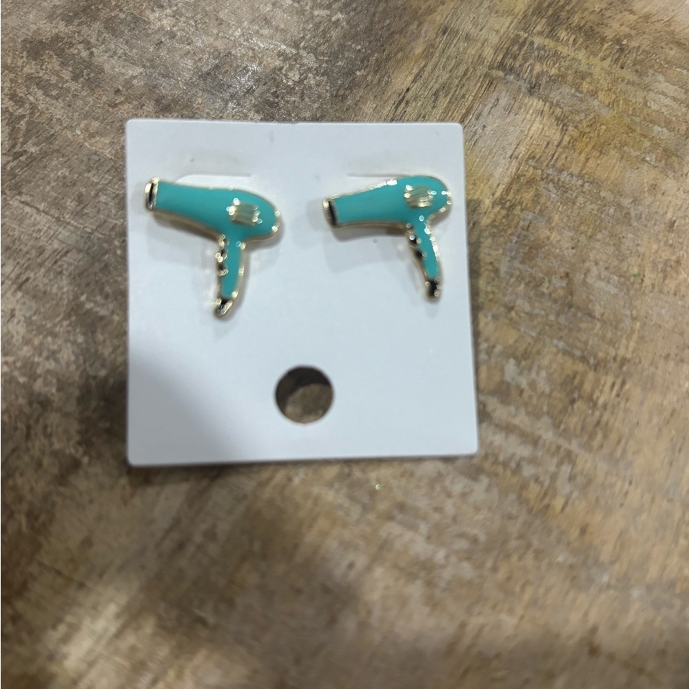 Turquoise Hair Dryer Earrings
